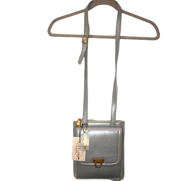 Cee Klein Deadstock NEW NWT vintage pearlized blue leather cross body me… - Picture 3 of 8